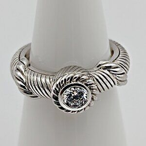 Judith Ripka Sterling Cable Ring - Solitaire Ring - CZ Ring